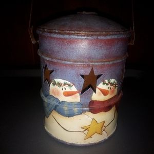 Cute country handpainted snowman tea light holder